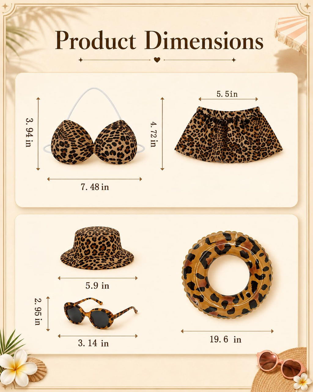 GSPIM 23" Summer Goose Outfit， Leopard Print Bikini for Goose Statue