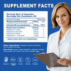 5 in 1 Magnesium Complex, 976mg Complex with Magnesium Glycinate, Citrate, Malate & L-Threonate, Vitamin B6 for High Absorption, Third Party Tested, Gluten-Free, Easy-Swallow Vegan Capsule