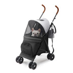 TerraPede 10lbs Ultra-Lightweight Pet Stroller - Compact Folding Umbrella Stroller with Durable Shoulder Strap, 3-Compartment Organizer & Cup Holder - Portable Dog Cat Travel Carriage, Dark Gray