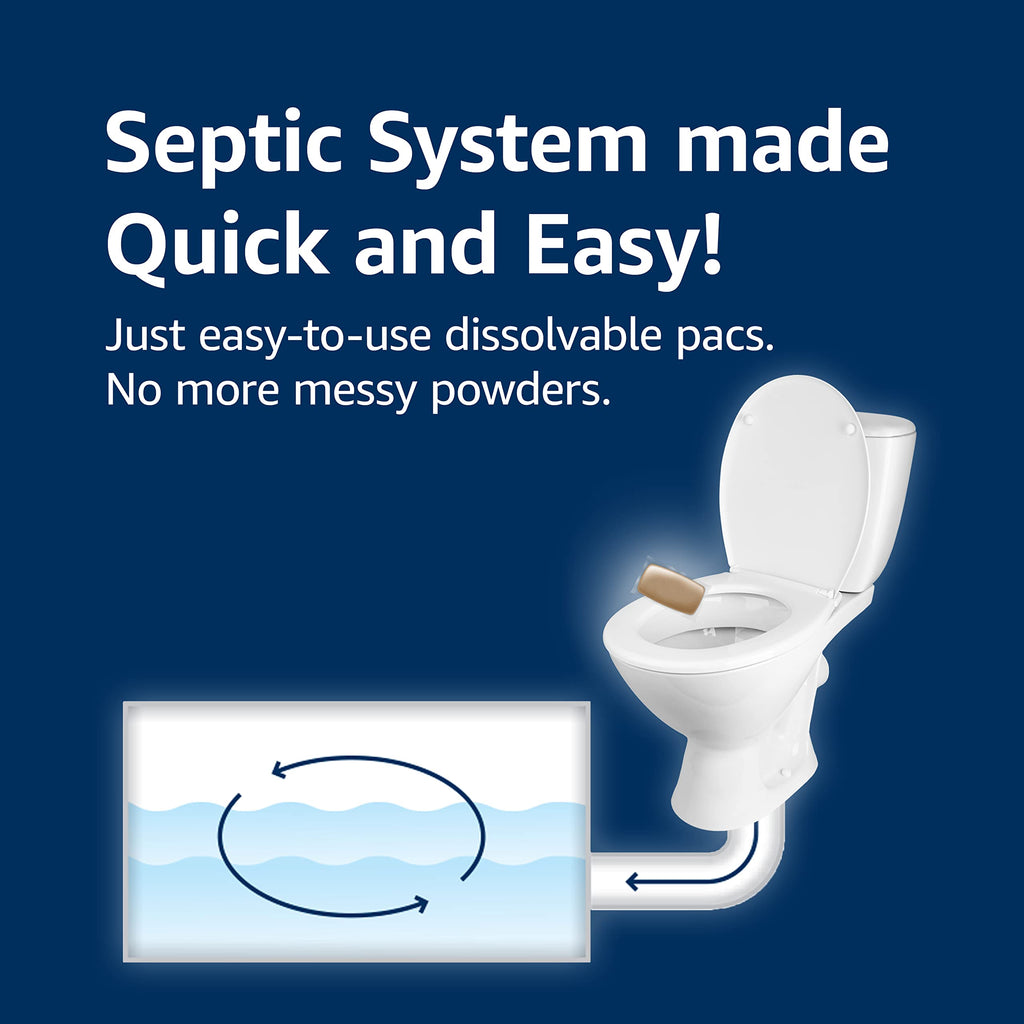 Amazon Basics Septic Treatment Pouch, Unscented, 0.63 oz (Pack of 6), 3 Month Supply, 1.9 oz