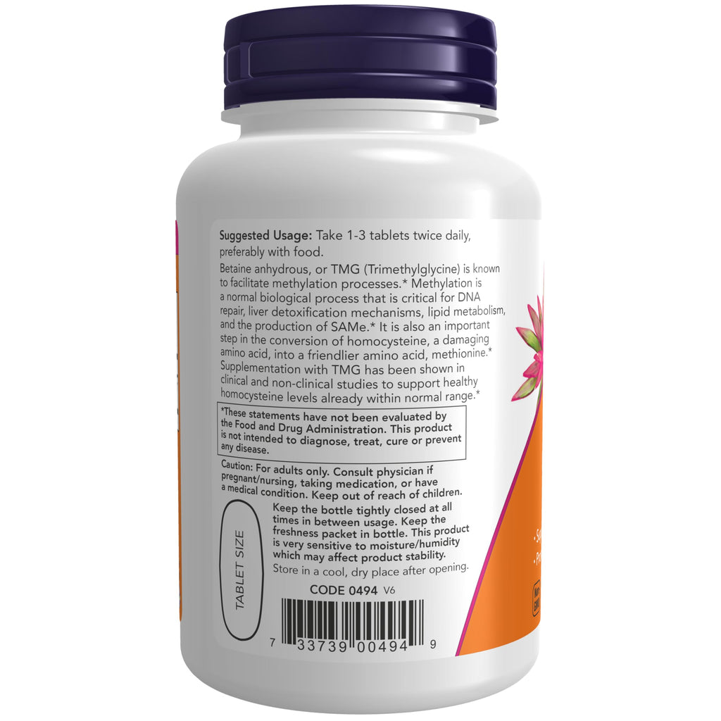 Now Foods Extra Strength TMG 1,000 mg Tabs, 100 ct