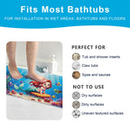 XIYUNTE Baby Bath Mat for Tub Non Slip Kids Bath Mat - 40''x16'' Extra Long Cartoon Bathtub Mat Non Slip Kids Shower Mat Eco-Friendly Toddler Bath Mats with Suction Cups, Machine Washable, Mermaid