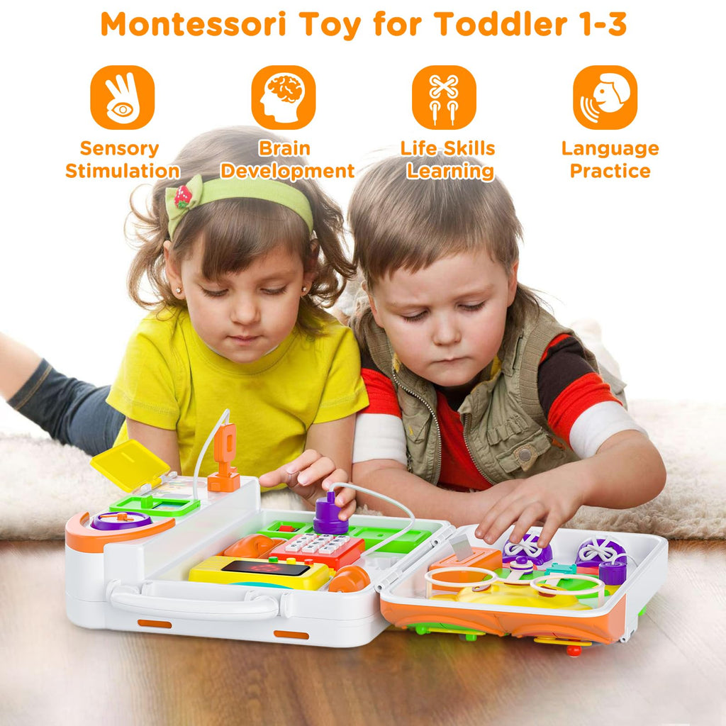 Montessori Busy Board for 1 Year Old Boy Toy, Birthday Gifts for 12-18 Month Old Boy Girl, Learning Toys for Toddlers 1-3, Toddler Gift for One Year Old Toy