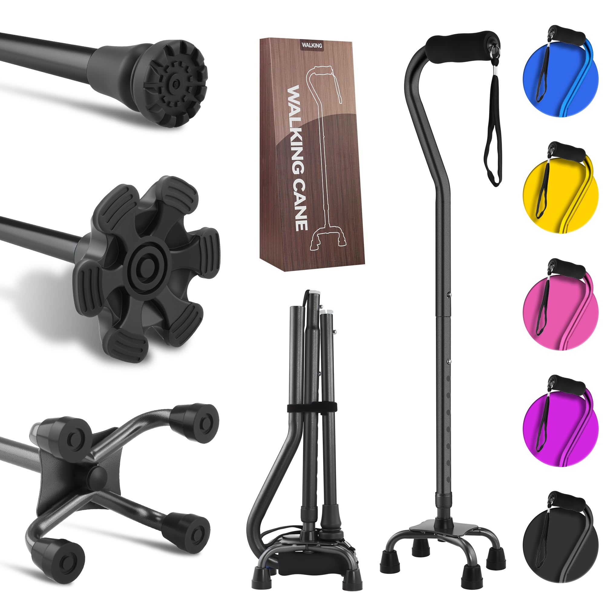 LIXIANG Walking Cane 3 in1 - Adjustable Lightweight Walking Sticks from 29-37 Inches,Balancing Mobility Aid for Men and Women