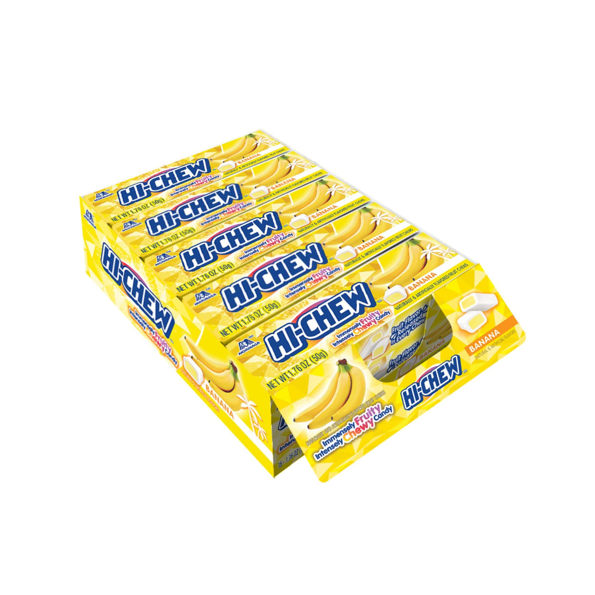 HI-CHEW Banana Sticks, 15-Pack, Unique Fun Soft & Chewy Taffy Candy, 1.76oz Each - Made with Immensely Juicy Fruity Flavors, Halloween Candy