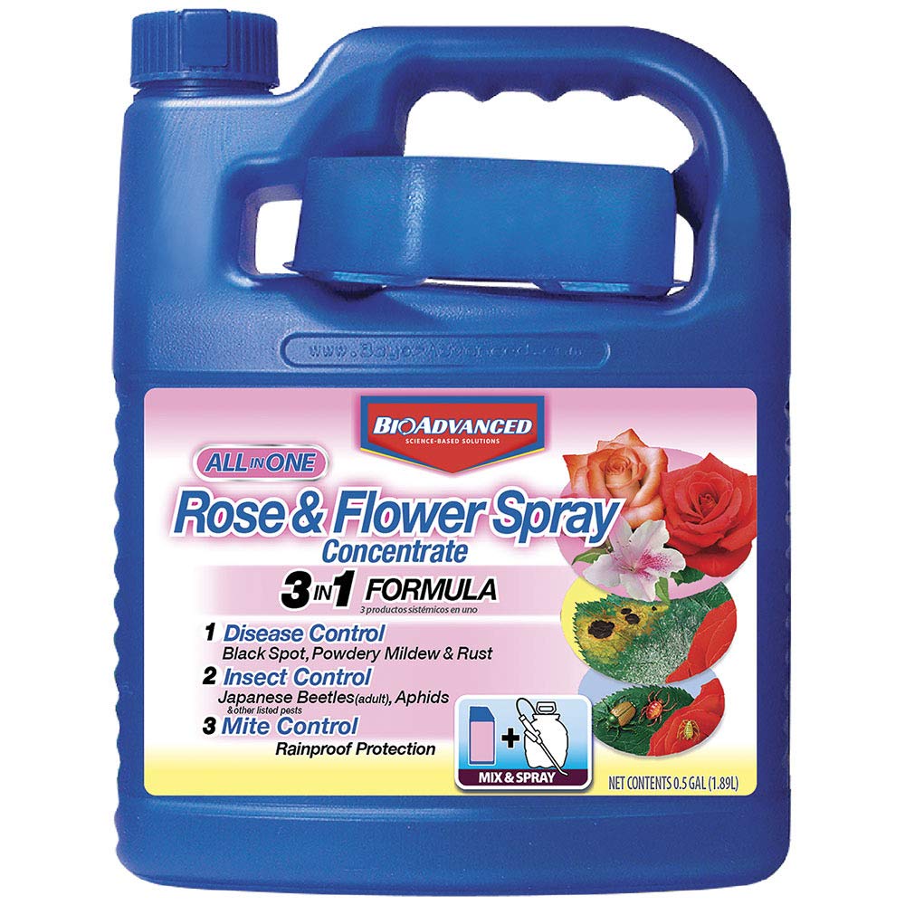 BioAdvanced All-in-One Rose and Flower Spray, Rose Fungicide, Concentrate, 64 Oz