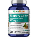 NusaPure Slippery Elm Bark Capsules, 450 mg, 200 Veg Capsules (Non-GMO, Vegan)