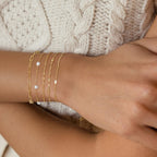 Dainty 14K Gold Plated Pearl Bracelets Stack for Women