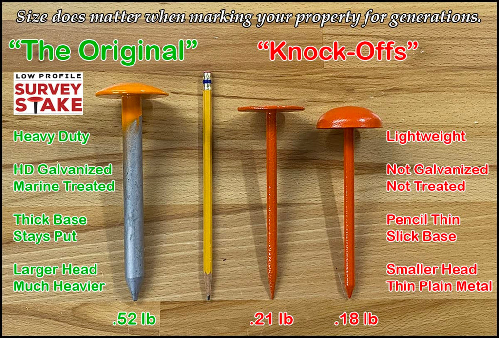 Survey Marker - 4 Pack - Low Profile Survey Stakes (Hi-Vis Orange)