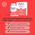 AZO® Boric Acid Vaginal Suppositories for Women, Helps Support Odor Control with Clinically Studied Boric Acid, Non-GMO, 30 Count