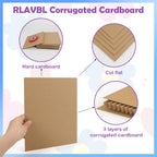 RLAVBL 50 Pack 8x10 Corrugated Cardboard Sheets, Flat Cardboard Inserts for Shipping, Mailing, Packing, DIY Crafts