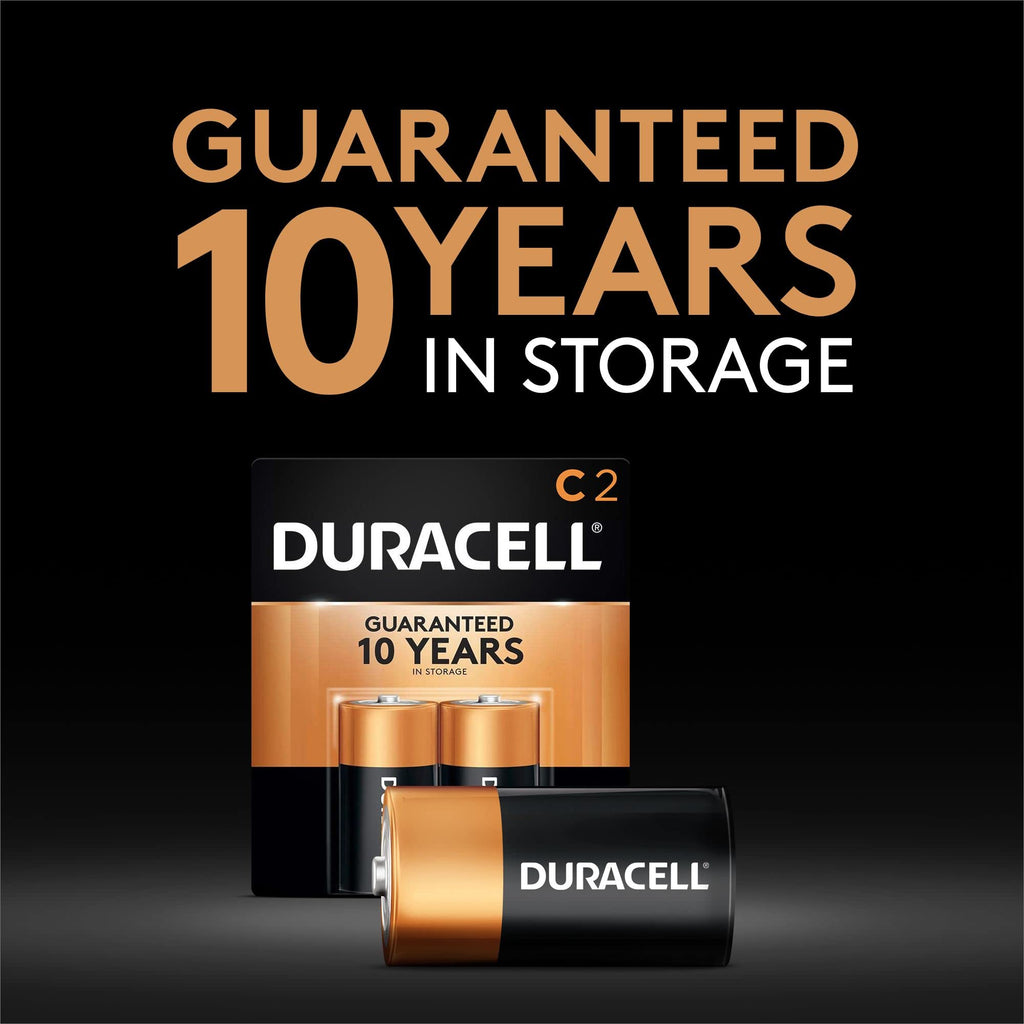 Duracell Coppertop C Batteries, 2 Count Pack, C Battery with Long-Lasting Power, All-Purpose Alkaline C Battery for Household and Office Devices (Pack of 5)