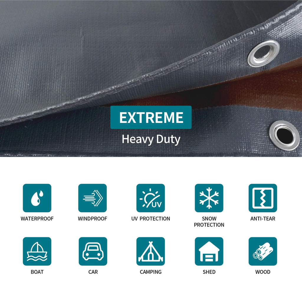 TARPAL tarp 6x10 Feet Super Heavy Duty Tarps Cover 20mil Waterproof UV Protection Rip and Tear Proof Tarpaulin with Grommets(Grey/Brown)