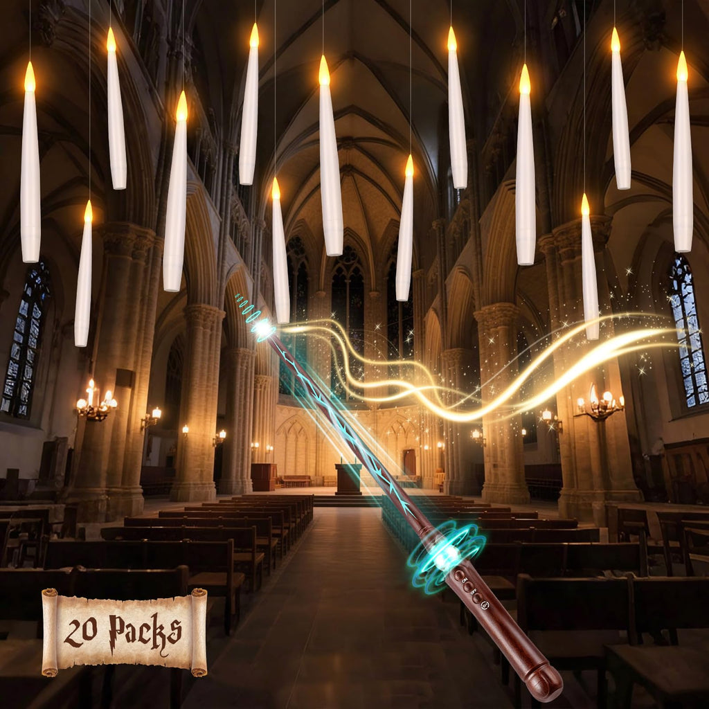 OCATO Upgraded 20Pcs Floating Candles with Wand for Halloween Decorations