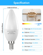 PARTPHONER E12 LED Light Bulbs B11 Candelabra Bulbs 60W Equivalent, Non-Dimmable 6W LED Candle Chandelier Bulb 600 Lumen, 5000K Daylight White, Pack of 24