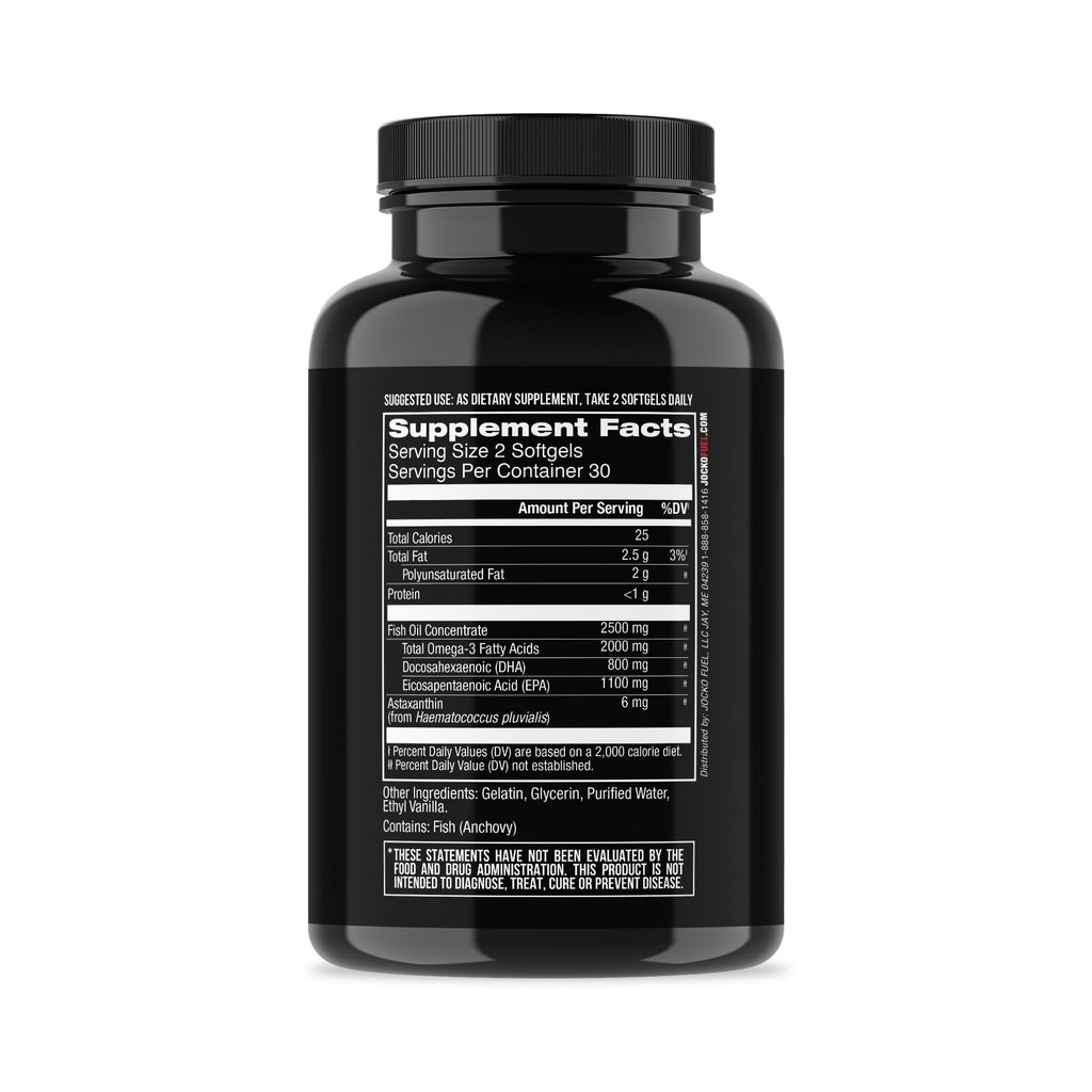 Jocko Fuel Omega 3 Fish Oil Supplement 2000mg - Burpless Fatty Acid Supplement, Wild Caught, Powerful Antioxidant with Astaxanthin (60 Capsules)