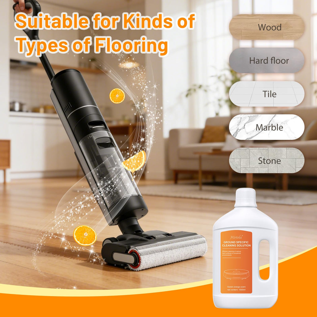 Sweet Orange Scent Floor Cleaning Solution Compatible with Dreame Cleaning Solution, Floor Cleaner for Hardwood Tile Hardfloor, Compatible Robot Vacuums with Mopping and Wet Dry Vacuum (1 Bottle)
