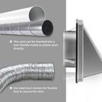 FRESH SPEED 4 Inch Dryer Vent Cover Outside Stainless Steel Wall Vent with Removable Cover and Insect Screen Mesh