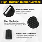 MaxxHaul Solid Rubber Wheel Chock 2-Pack | 8" x 4" x 6" Heavy-Duty Tire Stop | Non-Slip Traction Pads | Built-in Handle | All-Weather Vehicle Safety Block | Black | (70472)