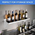 ROCKPOINT Stainless Steel Shelf 10 x 16 Inches 190lb, 2 Pack NSF Metal Commercial Shelves Wall Mount Floating Shelving with Backsplash for Restaurant, Kitchen, Home and Hotel, Silver