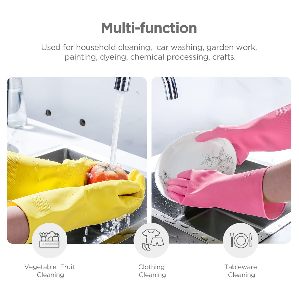 IUCGE Rubber cleaning gloves multicolor 6 Pairs for Household,Reuseable dishwashing gloves for Kitchen.(6,Small)
