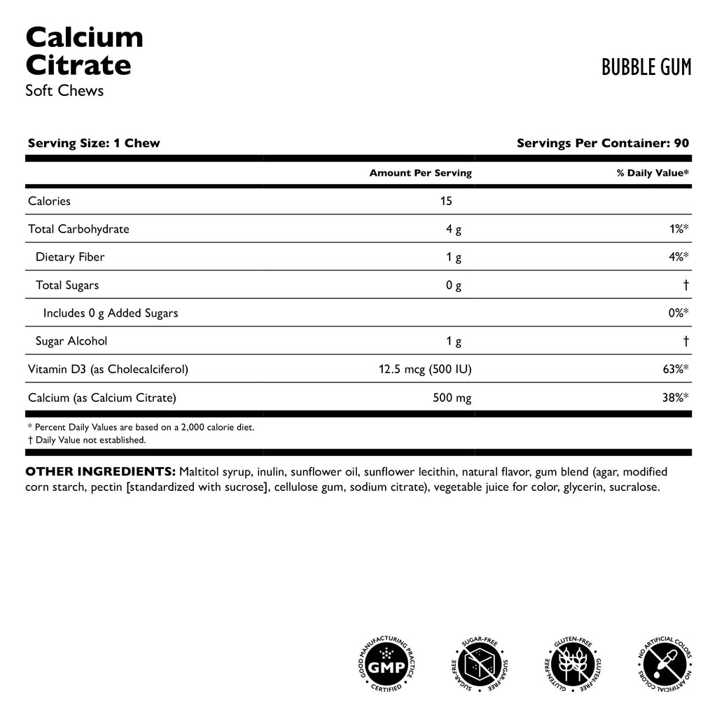 Celebrate Vitamins Bariatric 500mg Calcium Citrate Soft Chews with 500 IU Vitamin D3 – Essential for Gastric Bypass Patients & Bone Health - Sugar & Gluten Free, Chocolate (90 Chews)