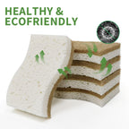 KICKLEEN 16 Pack Biodegradable Natural Kitchen Sponge - Compostable Cellulose and Coconut Walnut Scrubber Sponge - Eco Friendly Sustainable Sponges for Dishes