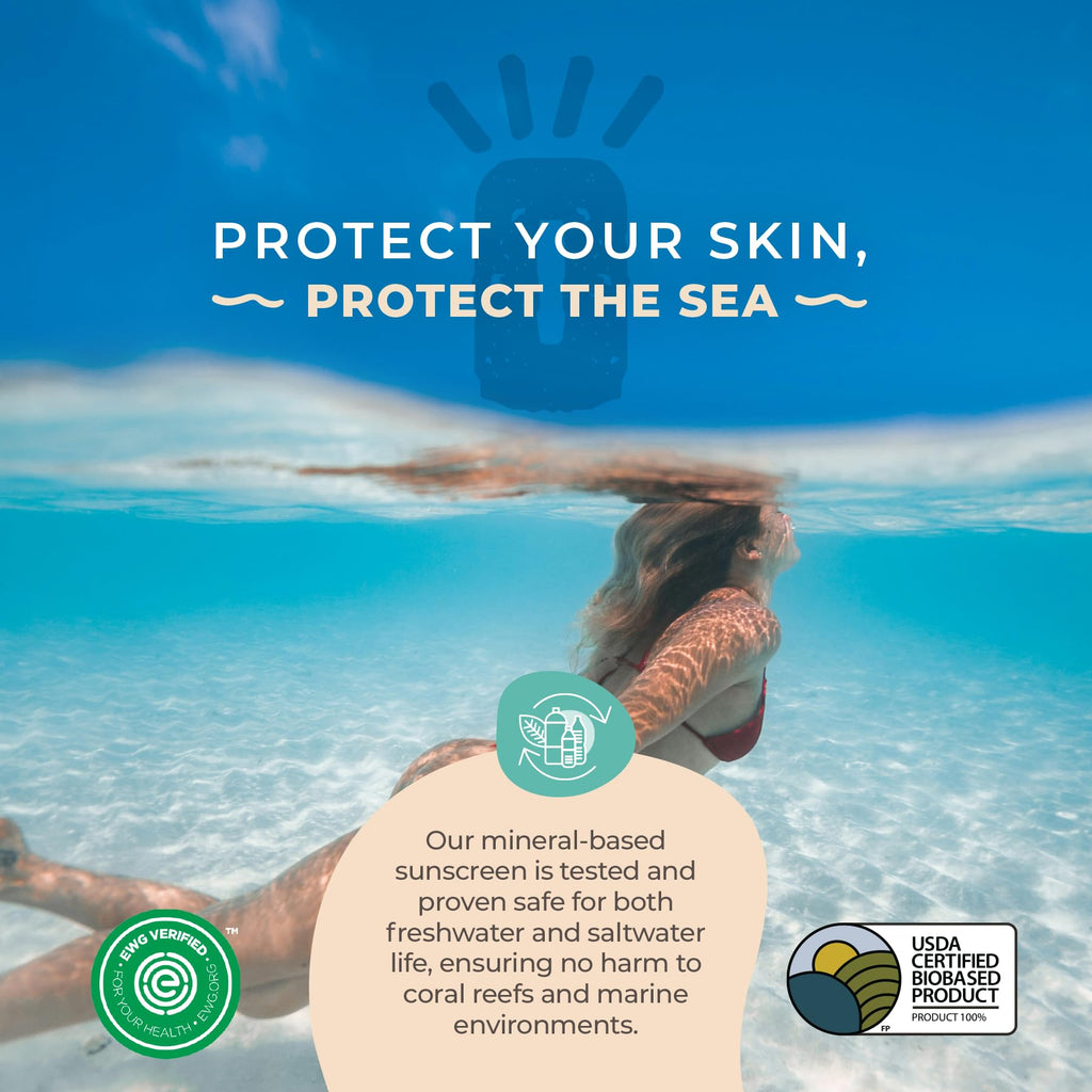 Happy Ocean SPF 45 Tinted Mineral Sunscreen with Non-Nano Zinc Oxide for Face and Body, Fragrance Free, Reef Safe Biodegradable Sunscreen, Tinted Mineral Moisturizer, Water Resistant, 2.5 Fl oz