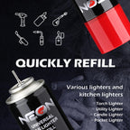 NEON Butane Fuel 300ml, 5X Premium Refined Butane Refill for Torch Lighter, 0 Impurities Lighter Fluid with Metal Nozzle & 5 Butane Gas Refill Adapters for Culinary, Welding, and DIY (4 Cans)