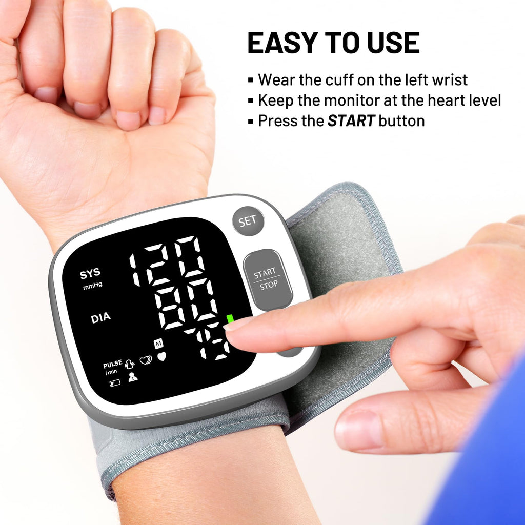 Oklar Wrist Blood Pressure Monitor, FDA Cleared Rechargeable BP Machine