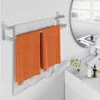 JIAPAIDUO Double Towel Bar, 24Inch Towel Rack for Bathroom, Stainless Steel Double Bath Towel Bar, Wall Mounted Towel Holder, Double Towel Rod Towel Rail Hanger for Wall, Kitchen (Brush Nickel)