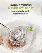 Maestri House Rechargeable Milk Frother with Stand, LunaFro Handheld Electric Foam Maker Waterproof Detachable Stainless Steel Whisk Drink Mixer Foamer for Lattes, Cappuccino
