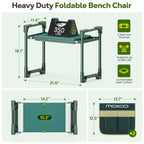 MoKo Garden Kneeler, 350 lb Foldable Garden Kneeler and Seat Tool Bag,Green