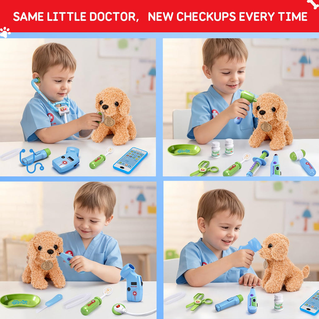 Meland Doctor Kit for Child with Puppy, Pretend Play Toy Gift for Ages 3-6
