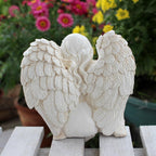 JARPSIRY Angel Garden Statue, Sitting Angel Sculpture, Resin Angel with Bird Figurine for Patio Yard Porch Lawn Outdoor Decor Home Shelf Sitter Memorial Spiritual Gifts
