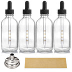 4 Pack 4oz Glass Dropper Bottles with Measured Dropper - 120ml Clear Tincture Bottles with Calibrated Glass Eye Droppers (1ml), Leakproof Essential Oil Bottle for Health, Personal Care & Beauty