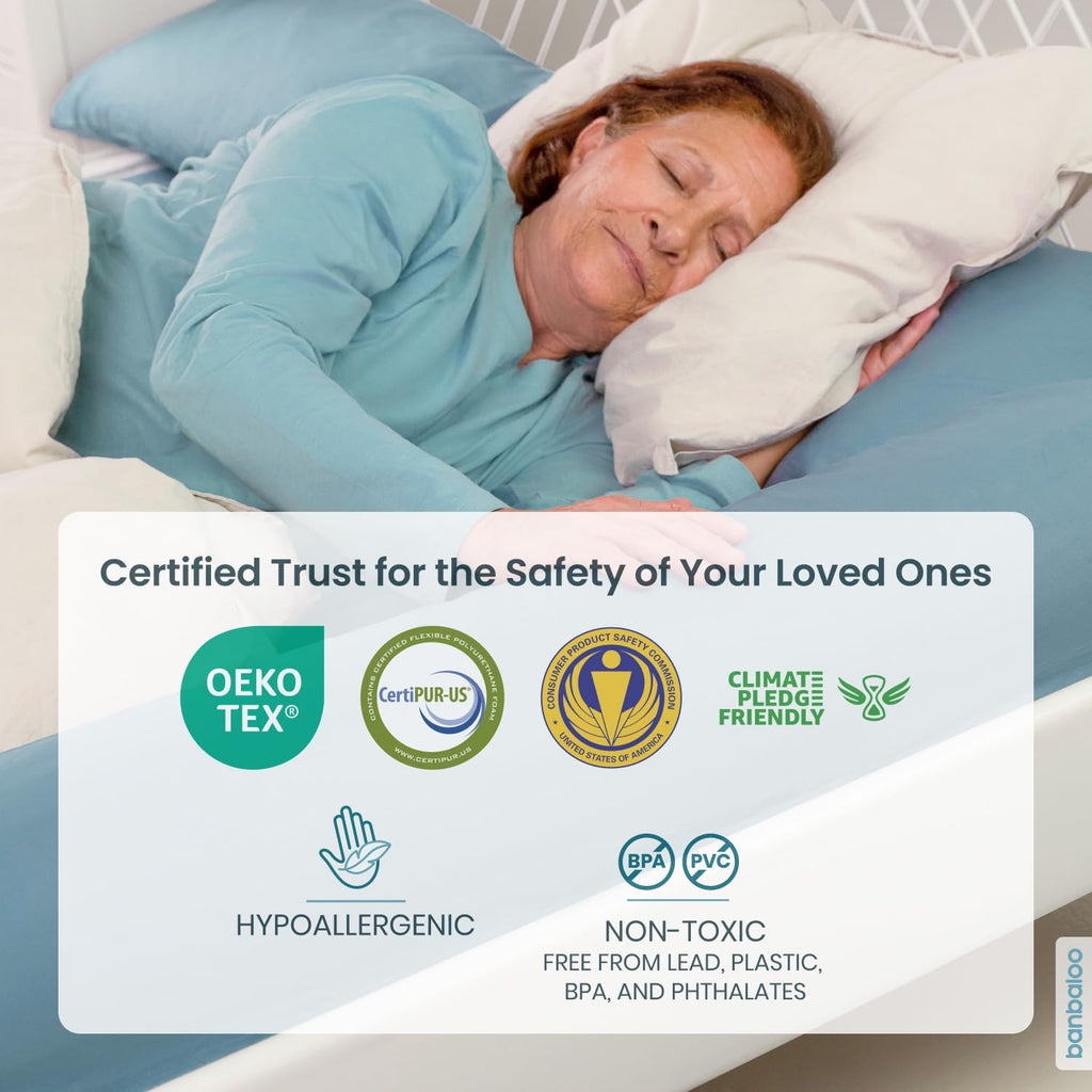 BANBALOO- Anti-Fall Safety Barrier for Adult or Elderly Bed/Portable Non-Slip Foam Rail, for Double Beds, Foldable and Articulated.