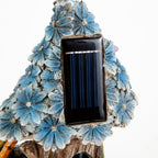 Bits and Pieces - Solar Butterfly and Blue Daisies Fairy House - Unique Lawn and Garden Décor