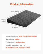 VEVOR 2.5" Rise Rubber Threshold Ramp, 3 Channels Cord Cover Door Ramp, No-Slip Surface, 2200 Lbs Load Capacity Rubber Ramp for for Home Doorways Driveways Curb Home Steps, 41.8" L x 24" W x 2.5" H