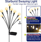 TONULAX Solar Garden Lights - Upgraded Solar Swaying Light, Sway by Wind, Outdoor Lights, Yard Patio Pathway Decoration, High Flexibility Iron Wire & Heavy Bulb Base, Warm White (4 Pack)