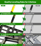 Lawn Leveling Rake 17x10 Inch , Heavy-Duty Yard Leveling Rake 6.2FT