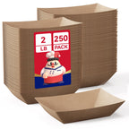 JOLLY CHEF 2lb Paper Food Trays, 250 Pack Disposable Paper Boat, Serving Boats for Gameday, Food Holder Trays for Snacks French Fries Nachos Hot Dog Tacos BBQ Party