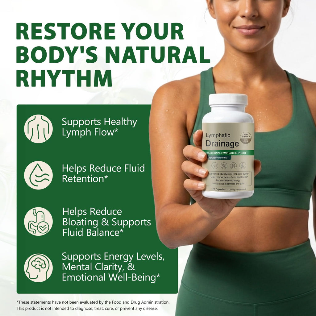 Bivinke Lymphatic Drainage Supplement, Lymphatic Drainage Capsules with Dandelion, Burdock, Cleavers & Echinacea, Supports Bloating, Fluid Balance & Daily Lymphatic Wellness – 120 Capsules