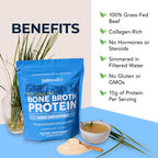 Paleovalley 100% Grass Fed Beef Bone Broth Protein Powder - Rich in Collagen Peptides for Hair, Skin, Gut Health, Bone and Joint Support - 15g Protein Per Serving - No Gluten or GMOs