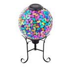 Alpine Corporation GRS122A-SLR Indoor/Outdoor Glass Solar Powered Mosaic Gazing Globe Yard Decoration, 10", Purple