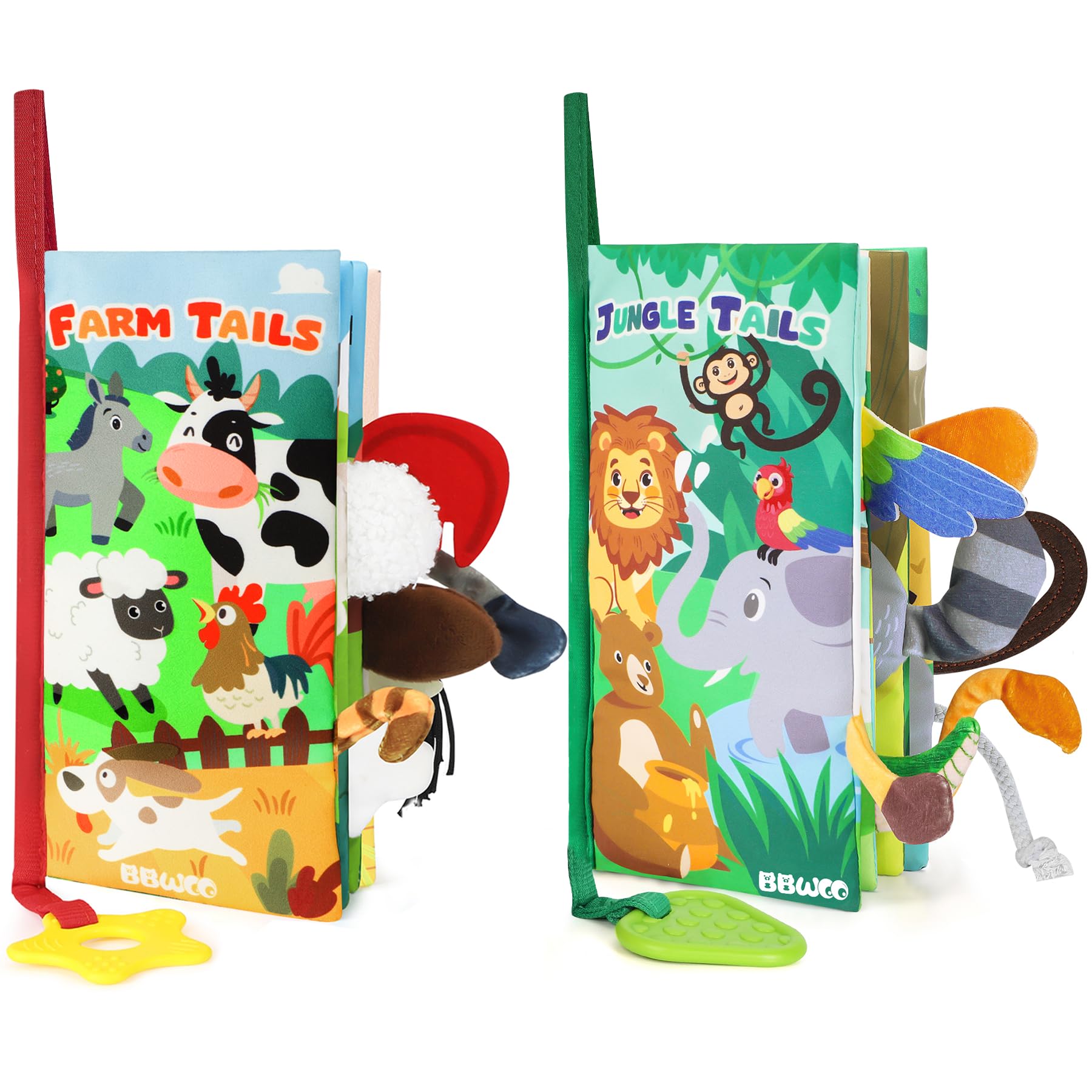 BBWOO Soft Baby Book - Baby Toy - Newborn Boys Girls Shower Gift - Tummy Time Toy for Infant 0-6 6-12 Months - Touch and Feel Sensory Crinkle Book with Teether for Toddler