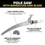 Jameson PS-3FPS1 Tri-Cut Pole Saw Head Kit, 13-Inch Barracuda Blade, Converts Extension Poles for Precise Tree Trimming and Pruning