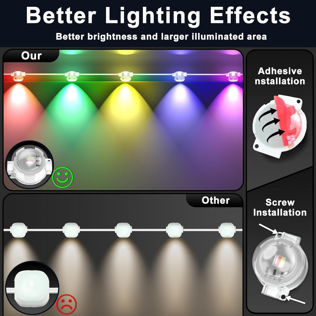 Permanent Outdoor RGB Lights,Waterproof Smart LED Eaves Lights with App/Remote Control,for Christmas and All Holiday Decor,Daily and Accent Lighting,House Roof and Garden Lighting (200FT)