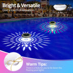 LENONE Floating Pool Lights Solar Powered, 6.5“ Vibrant RGB Colors Pool Lights that Float with Dynamic Lighting Effects, Waterproof Float or Hang Solar Floating Light for Pool Hot Tub Garden Party(1)