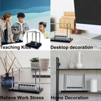 Newtons Cradle Balance Balls,Pendulum Balls with Black Base,Newtons Cradle Pendulum,Desk Decor for Men,Physics Toys,Metal Creative Ornament Crafts,Mind Bending Desk Sculpture - Black